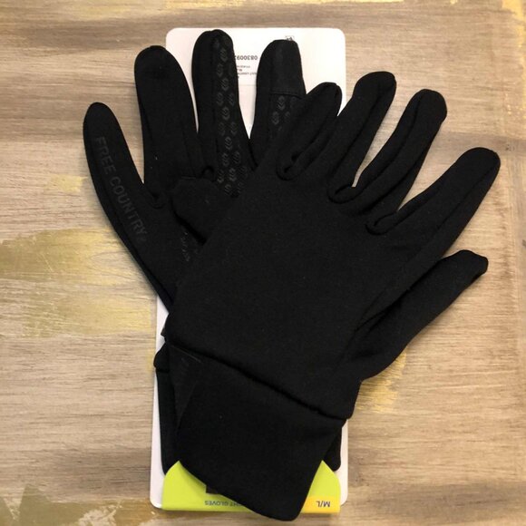 NWT FREE COUNTRY Gloves Touchscreen Compatible Non-Slip Grip Black M/L - Picture 2 of 4